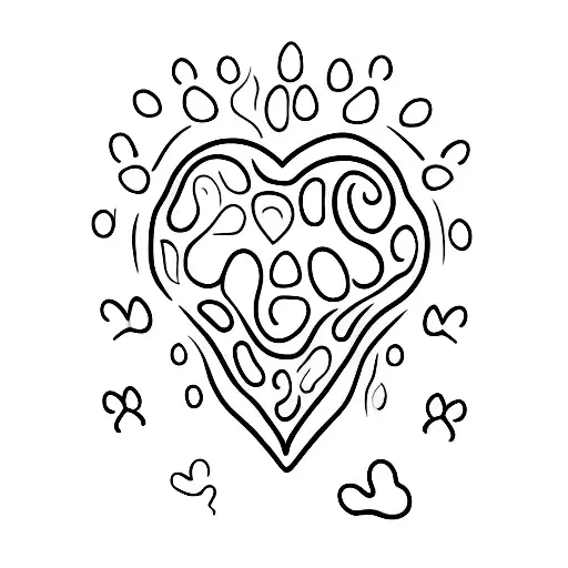 A Minimalist Tattoo Of A Heart-shaped Animal Paw Print