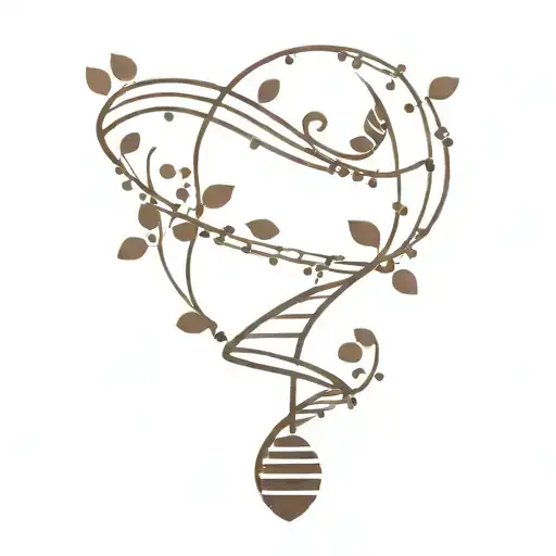 A Minimalist Tattoo Of A Dna Strand With Coffee Beans And Musical Notes Incorporated Into The Design