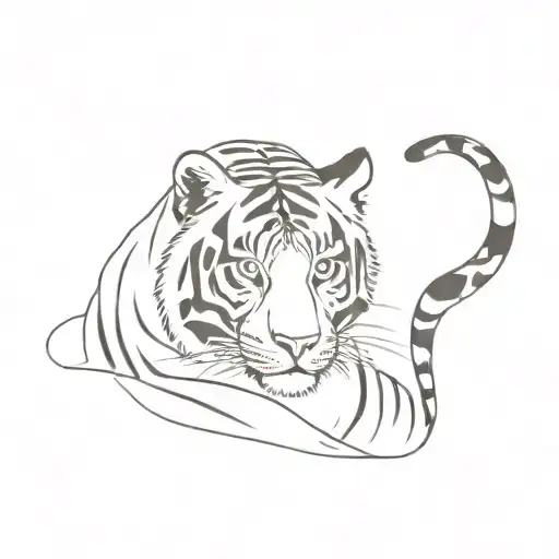 Minimalist Fine Line Tiger And Cheetah