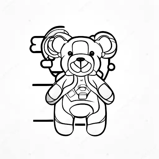Mini Insulin Pump On A Outlined Teddy Bear