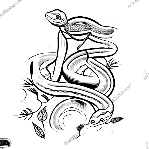 A Green Snake That Wraps Around A Red Stock Candle