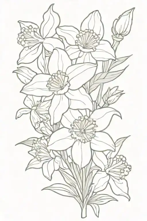 Daffodil And Daisy And Larkspur Bouquet