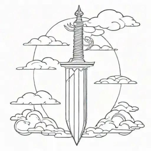 Sword And Scale With Clouds
