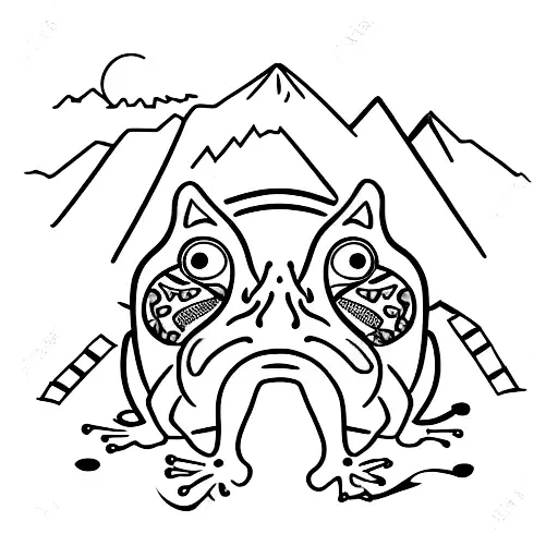 Catalan Flag With Costa Rican Frog And American Mountains