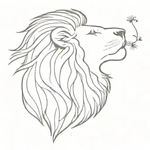 Lion Outline Blowing Dandelion