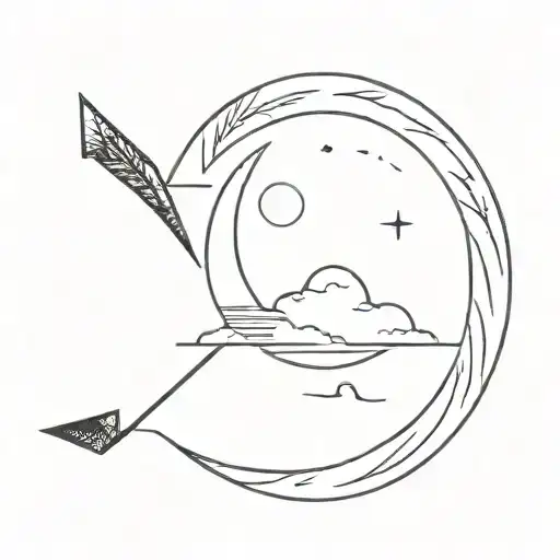 Half Moon In Earth With Arrow