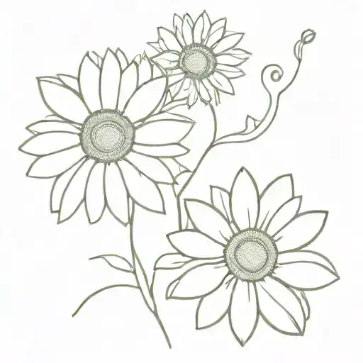 Daisy And Sunflowers Intertwined