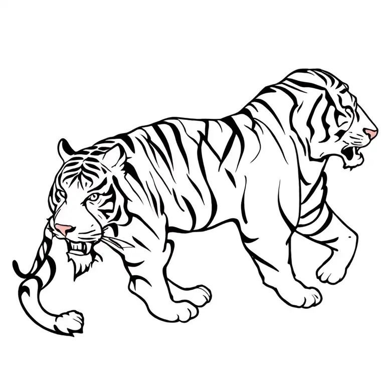 Tiger Walking With Lettering Asia Africa Latin America