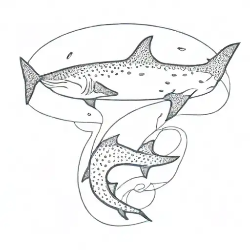 A Minimalist Tattoo Of A Whaleshark Swimming In The Deep Ocean Waters
