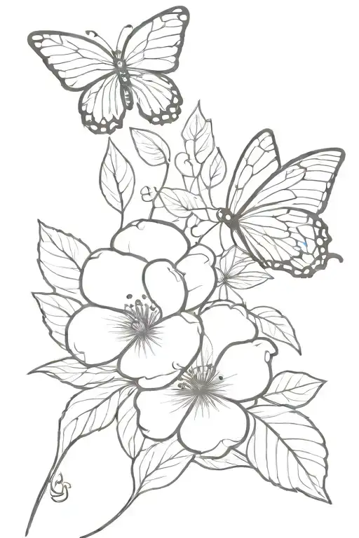 December Birth Flower With Butterfly