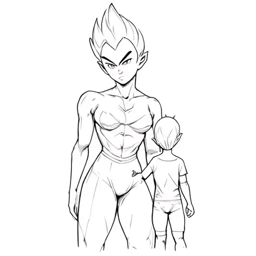 Vegeta With Her Teenage Daughter And Her Baby Son