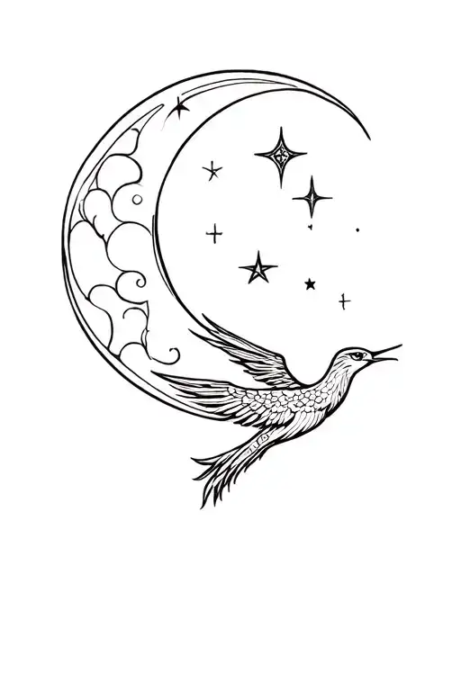 Phoenix And Moon And Stars