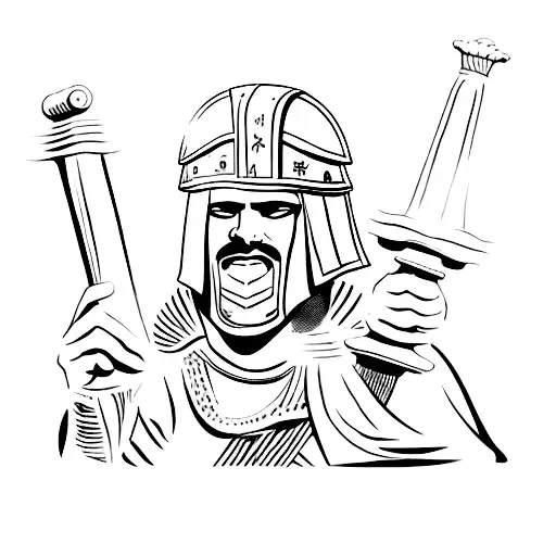 A Roman Soldier Throwing A Pair Of Dice With 'Alea Iacta Est' Written On His Helmet