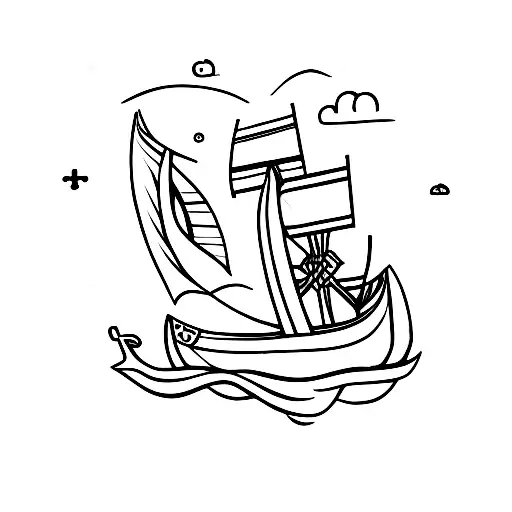 A Viking Ship Sailing Through A Cancer Ribbon