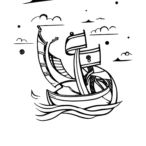 A Viking Ship Sailing Through A Cancer Ribbon