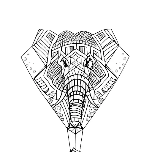 Negative Space Half Sleeve Tattoo With An Elephant Flowers And Geometric Lines