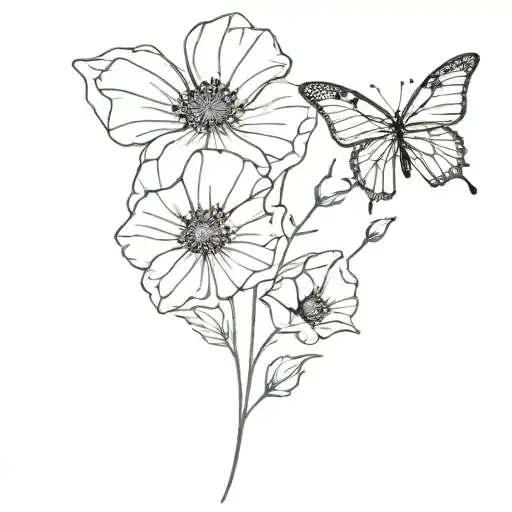 Butterfly With Poppies Handmade With A Star