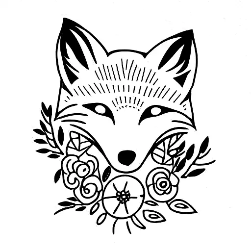 Fox Full Body With Flowers