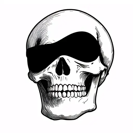 A Skull With A Sleep Eye Mask On His Face