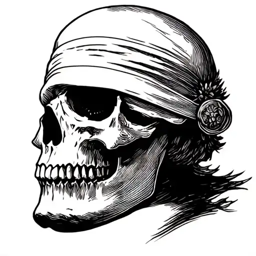 A Skull With A White Sleep Eye Mask On His Face