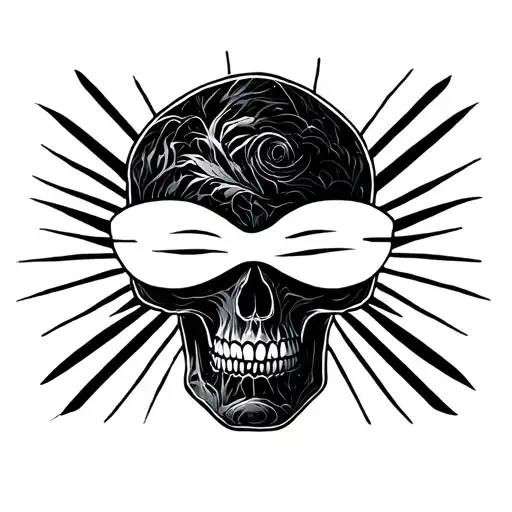 A Skull With A White Sleep Eye Mask On His Face Across Its Eyes