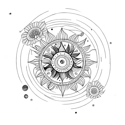 Combine The Taurus Constellation With Poppy Flower Sun And Moon