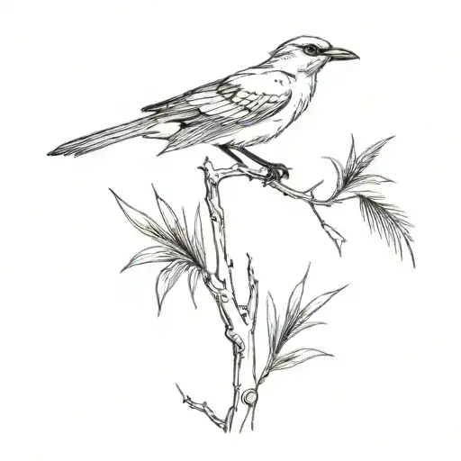 A Bird Perched On A Branch Or Palm Tree