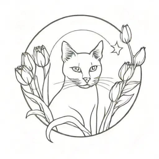 Cat Moon Tulips