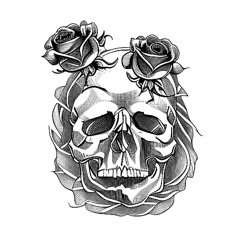 A Skull With Roses