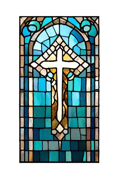 Stained Glass Window Cathedral Stained Glass With Cross