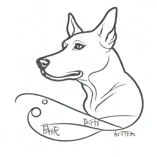 A Minimalist Silhouette Of A Dog With The Name Butter Incorporated Into The Design