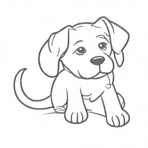 A Minimalist Outline Of A Dog With Butter's Paw Print Inside