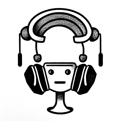 Cute Robot Listening To Lofi Music With Huge Headphones On