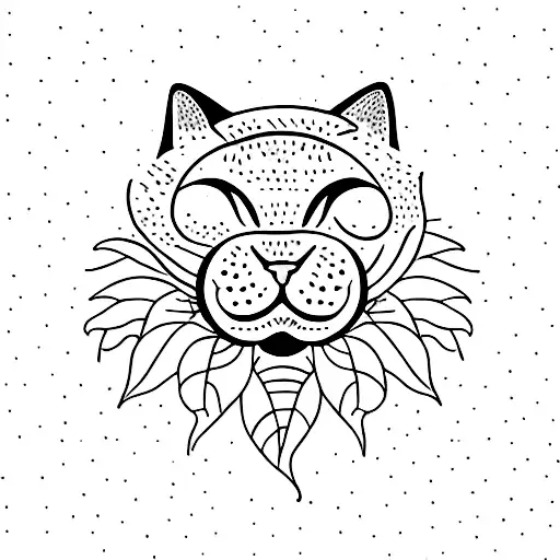 A Cat Resting On A Single Leaf