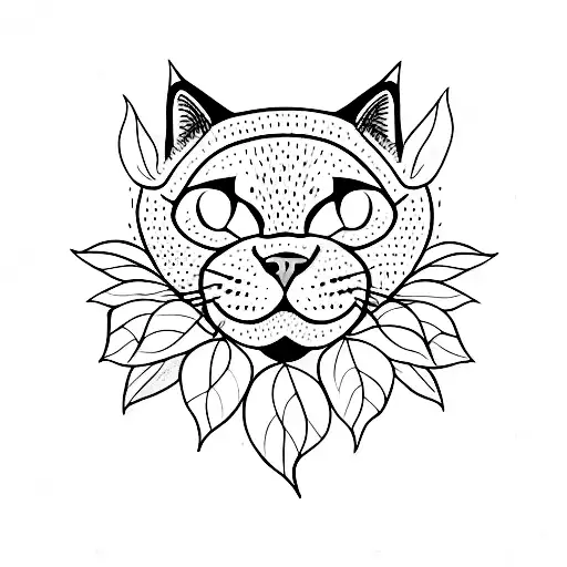 A Cat Resting On A Leaf From A Rose Stem