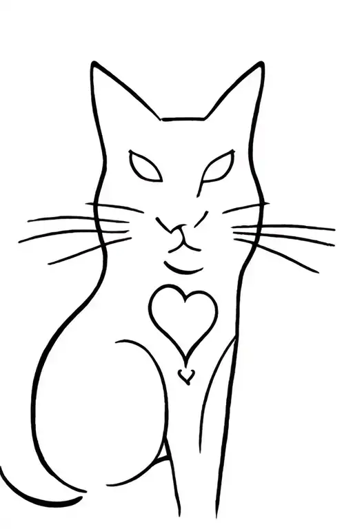 Cat Silhouette With Hearts