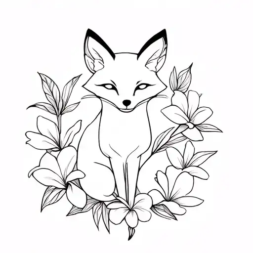 Dainty Fox Surrounded By Plumerias