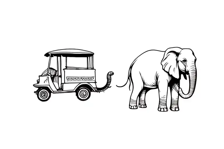 Sri Lanka Elephant And Tuk Tuk Tuk