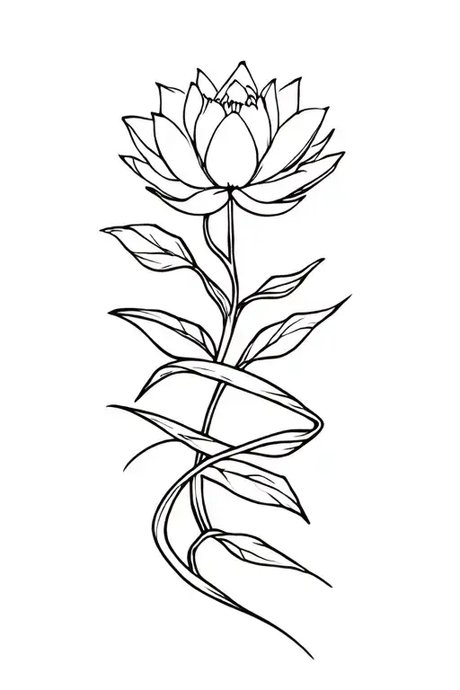 A Lotus Flower Between Vines Wrapped