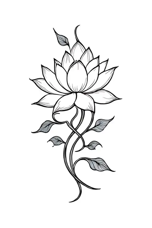 A Lotus Flower Between Vines Wrapped