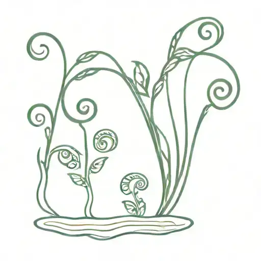 January September Fiddlehead Fern Reflecting In The Water