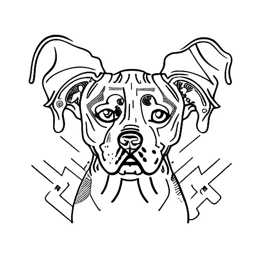 Right Eye Spotted American Staffordshire Terrier With Cute Smiling Black And White Tattoo Model