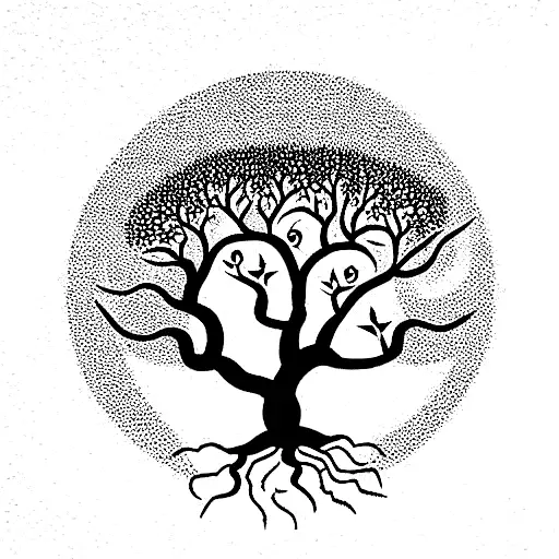 Tree Of Life With First Letters Of Family Members