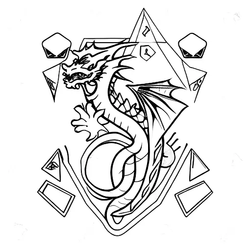 Dragon With Dice D20 Dnd