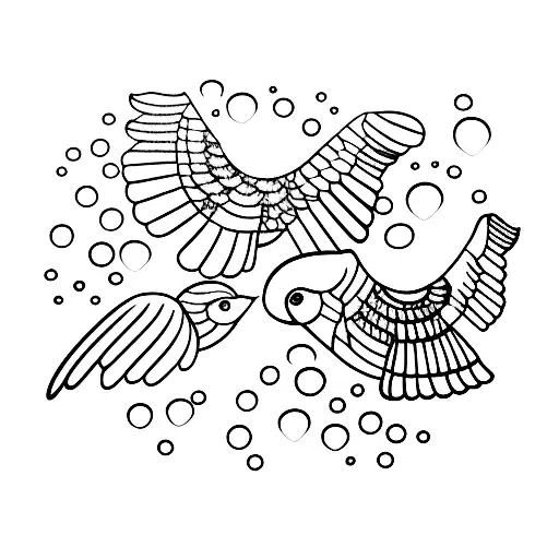 Flying Birds Over Ocean