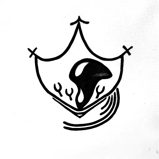 Skateboard With A Blood Drop Wearing A Crown