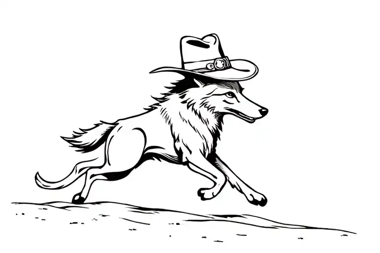 Running Coyote In A Cowboy Hat