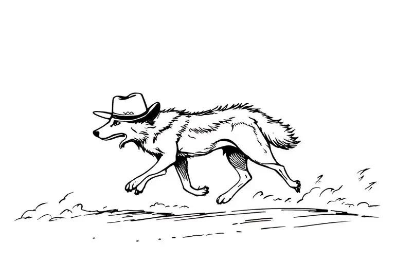Coyote In A Cowboy Hat Running Away
