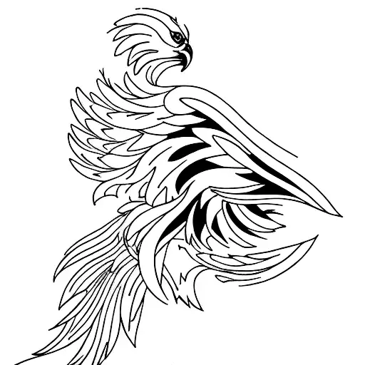 Elegant Phoenix Merging With A Woman In A Minimalist Style