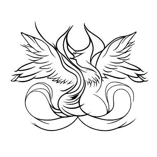 Elegant Phoenix Merging With A Woman Minimalist Style